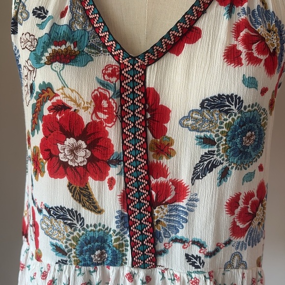 Patrons of Peace Anthropologie Floral boho babydoll top  sleeveless peplum L - Picture 4 of 11